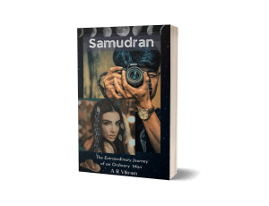 Samudran: The Extraordinary Journey of an Ordinary Man by A R Vikram book mockup cover.